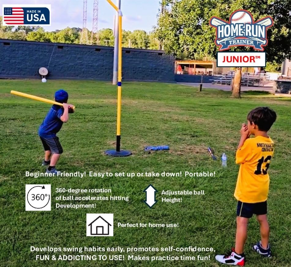 Miniatura 3 de Junior Home Run Trainer, Baseball and Softball Hitting Practice Trainer for Kids Ages 5 to 7. Lightweight Stationary IndoorOutdoor Batting Trainer