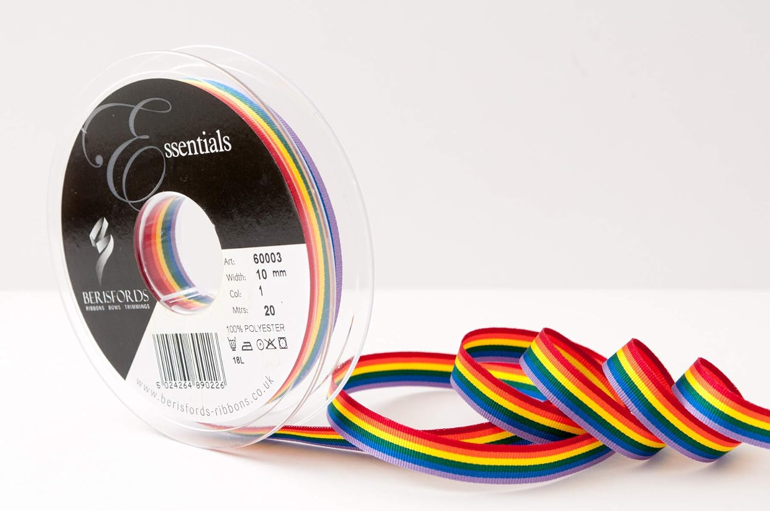 15 mm Rainbow Stripe Ribbon, Multi-Color