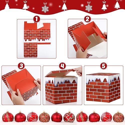 Miniatura 3 de Teling Caja de regalo de Navidad de 4 piezas, cajas de regalo apilables de Navidad, caja de regalo apilable para chimenea grande, Papá Noel,