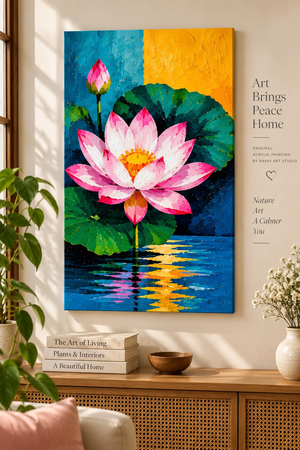 Lotus Acrylic Hand-painted Canvas Painting | Gallery Wrapped Canvas, Ready to Hang, A4 & A5 Sizes-picture-56