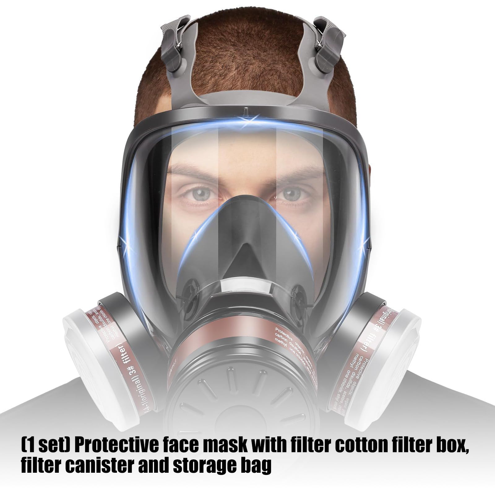 Masque facial de protection pour différentes tailles de tête, masque respiratoire réutilisable avec filtre, protection respiratoire complète avec filtre