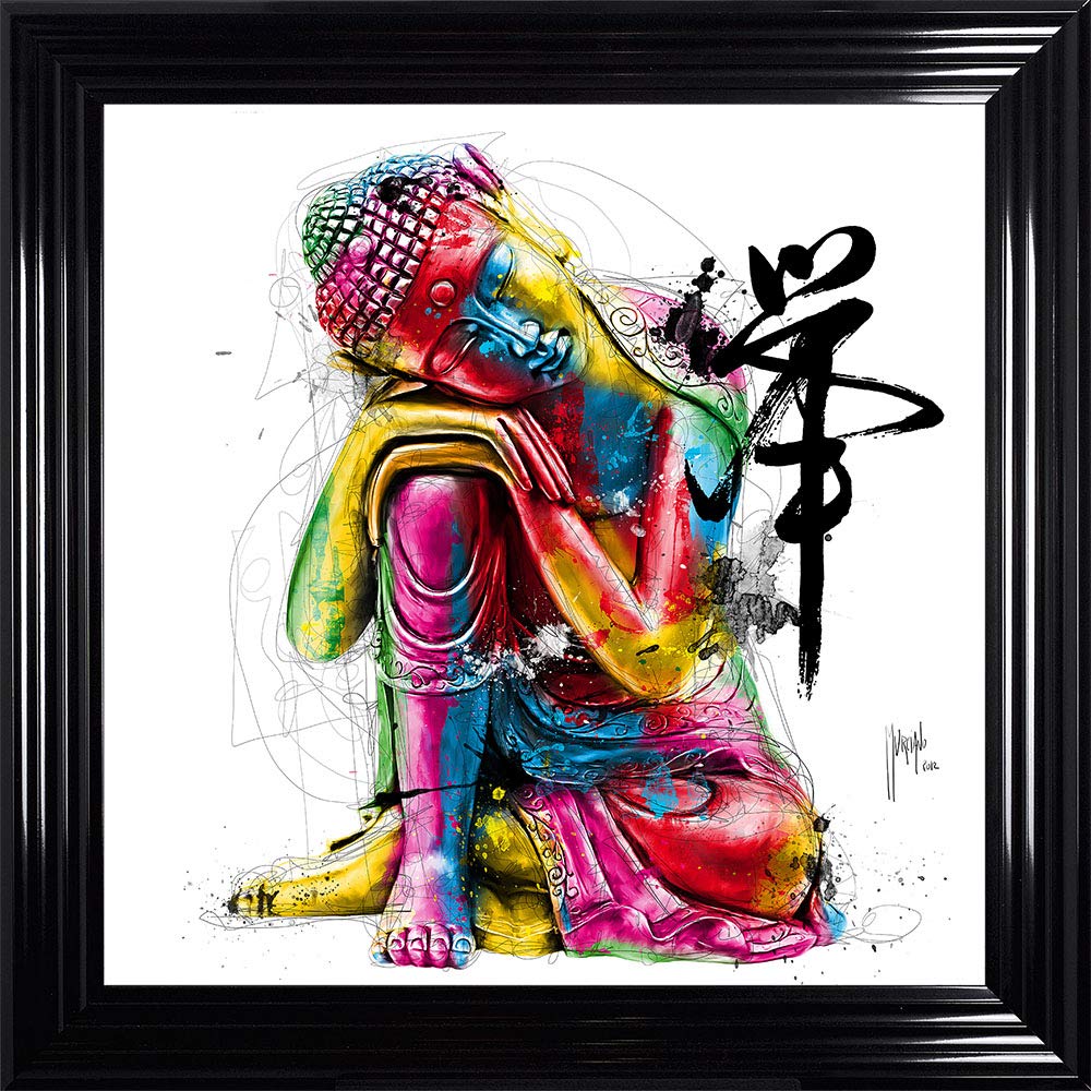 Shh Multicolored Patrice Murciano - Buddha - Framed Print Wall Art - 85Cm X 85Cm (Black Frame)