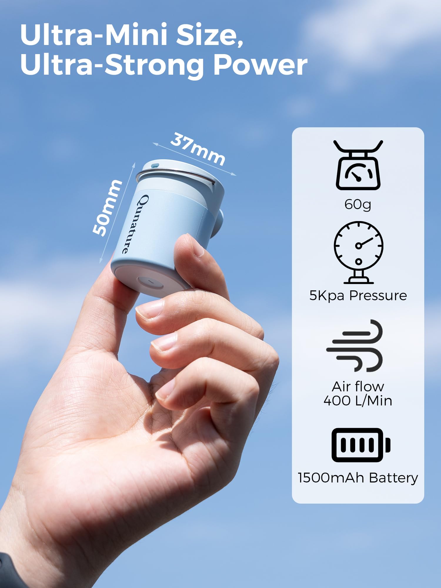 Mini Pompe à Air Électrique 400 L/Min, 5 kPa avec Batterie 1500 mAh, Rechargeable Magnétique 2-en-1 pour Gonflage & Dégonflage, Matelas Gonflable, Camping, Piscine, Sports Extérieurs