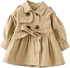 Evelin LEE Baby Girls Trench Coat Jacket Dress with Belt Ruffle Waist Windbreaker Outwear