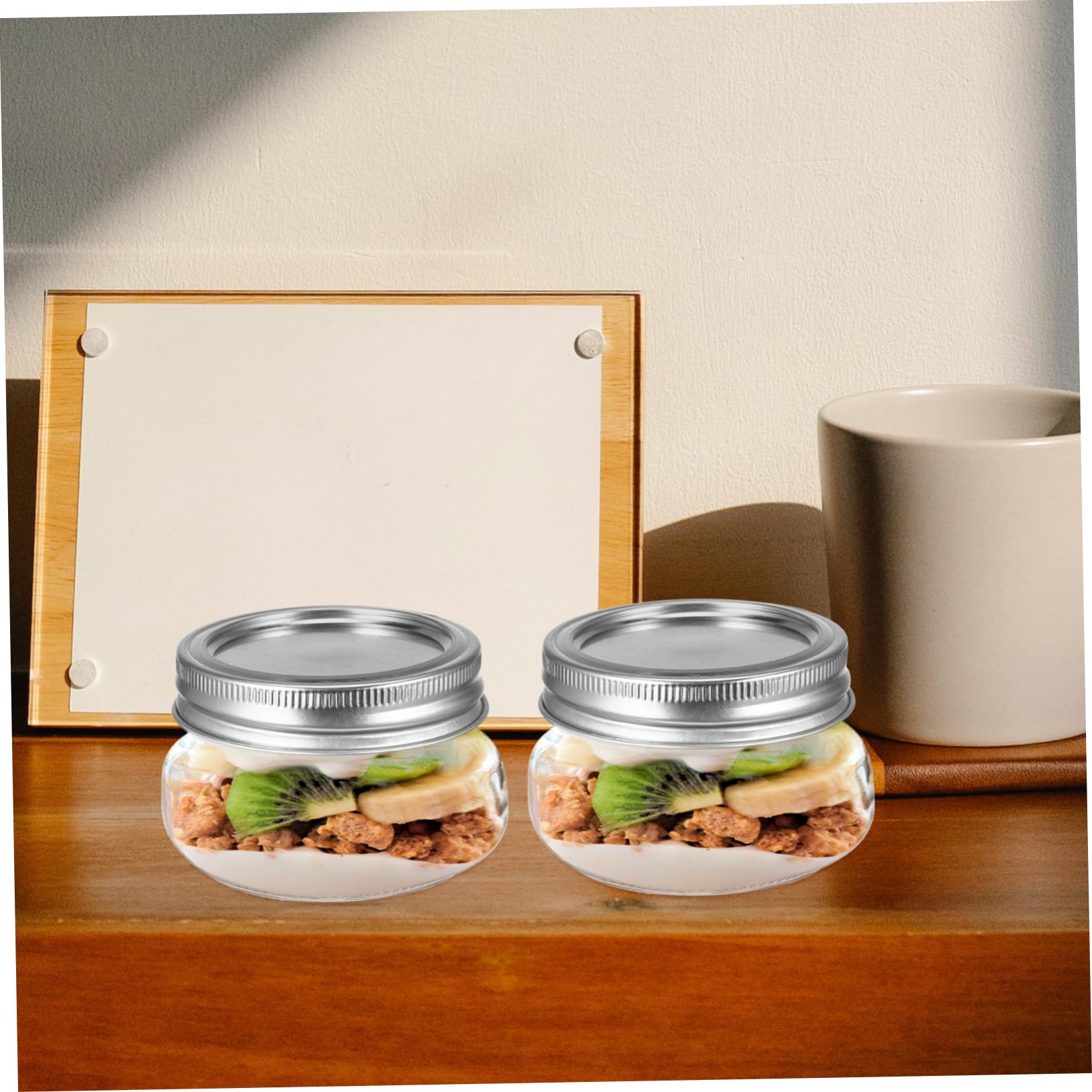 6 Stück Einmachgläser mit Deckel aus Glas 150ml Leicht zu Tragen und Reinigen für Reise Outdoor und Vorratsdosen für Küche