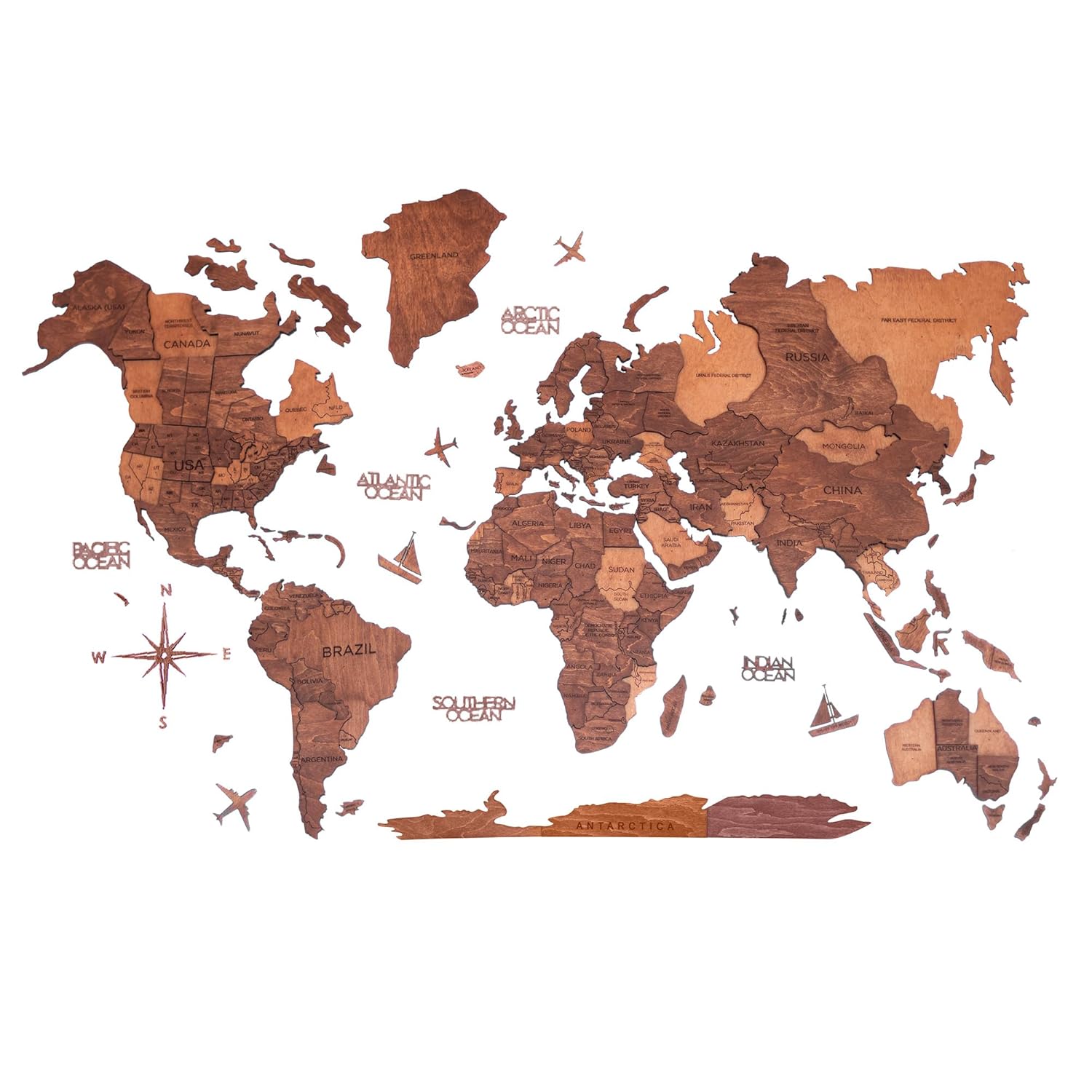 3D Wooden World Map House Decor Living Room 3D Home Wall Art Office Decoration Wood Wall Decor World Map 3D Art Large Travel Gift Office Bedroom (X-Large, Oak)