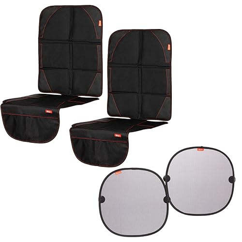 Diono Ultra Mat - Paquete de 2 tapones solares  paquete de 2 protección completa duradera de tapicería contra asientos de automóvil infantiles