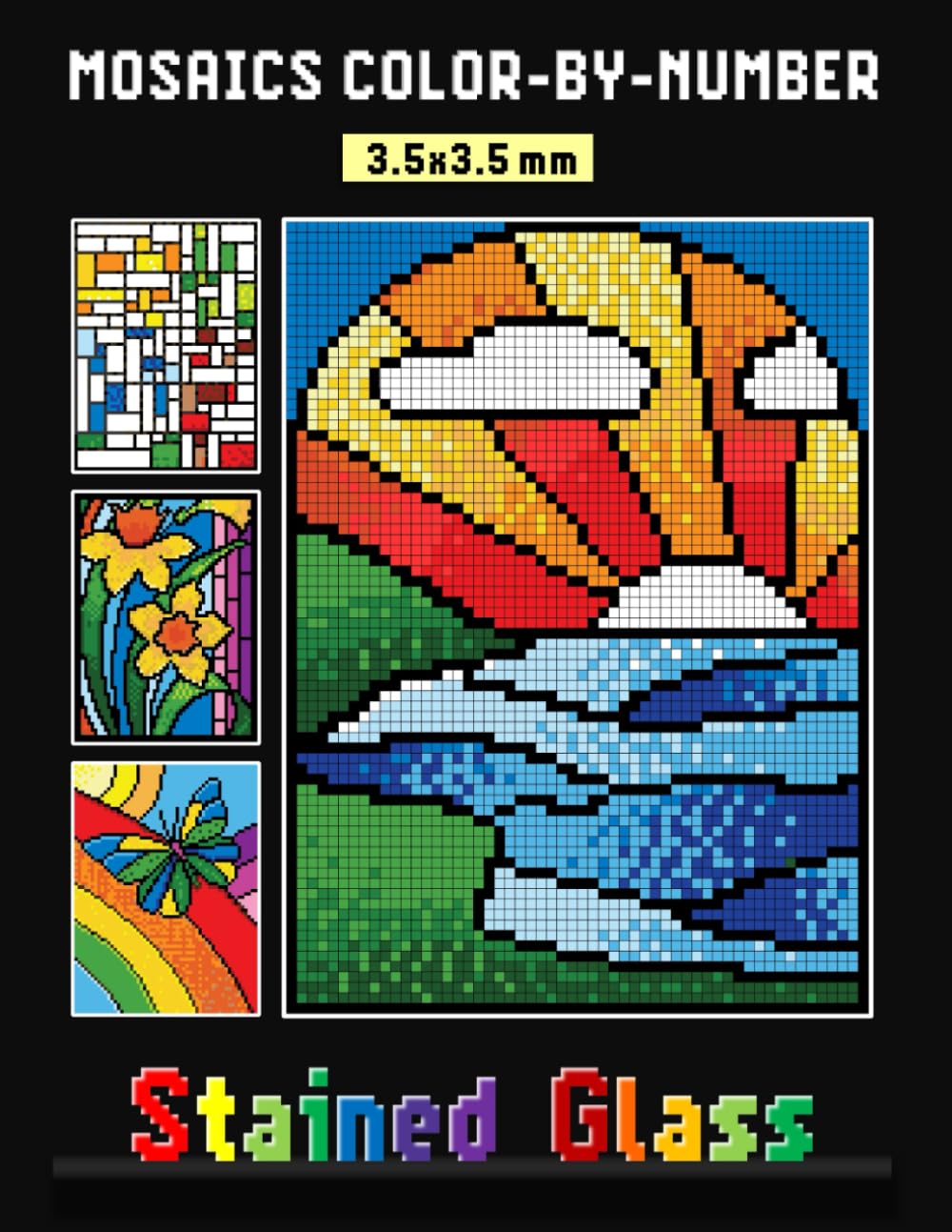 MOSAICS COLOR BY NUMBER: Stained Glass - Squares Coloring Book for Adults Relaxation and Stress Relief (Mystery Mosaics Color By Number)