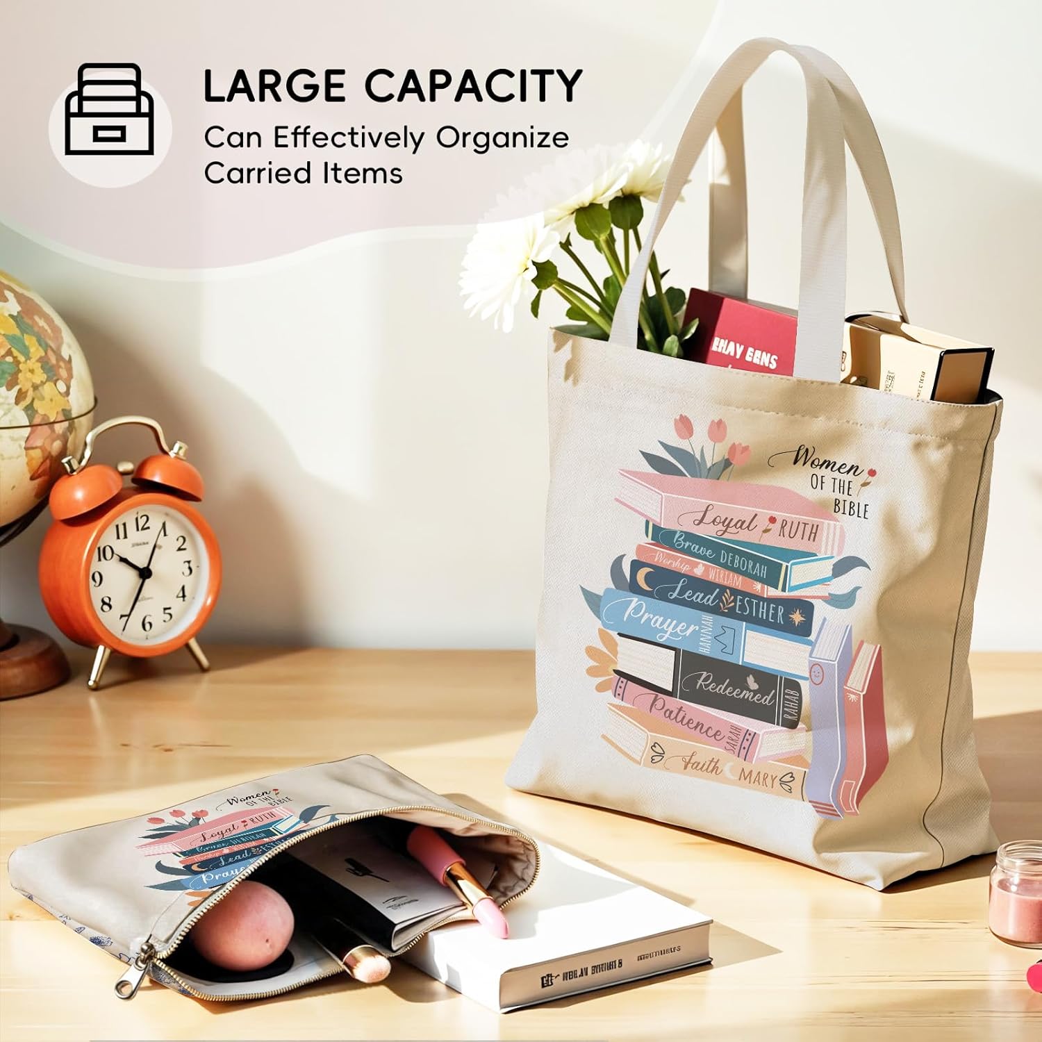 Aesthetic Canvas Tote Bag for Women, Reusable Bag for Shopping, Gym, Grocery, Christmas Birthday Day Gift - Image 6