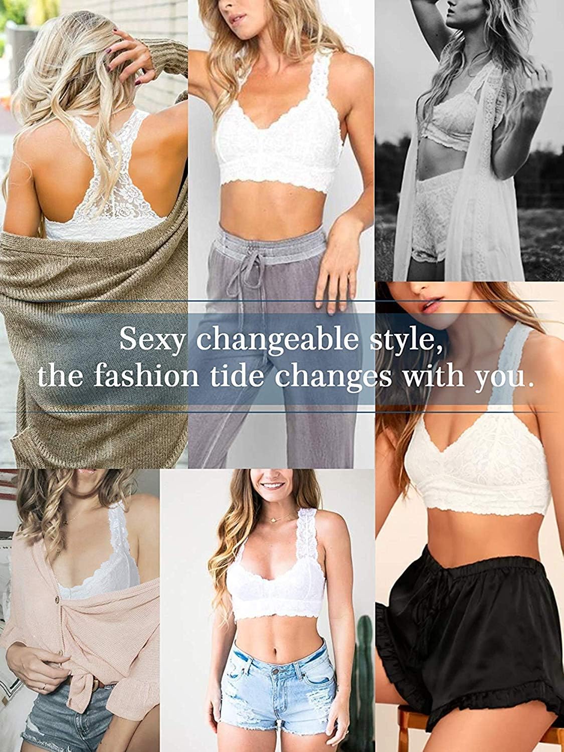 YIANNA Women Floral Lace Bralette Padded Breathable Sexy Racerback Lace Bra - Image 6