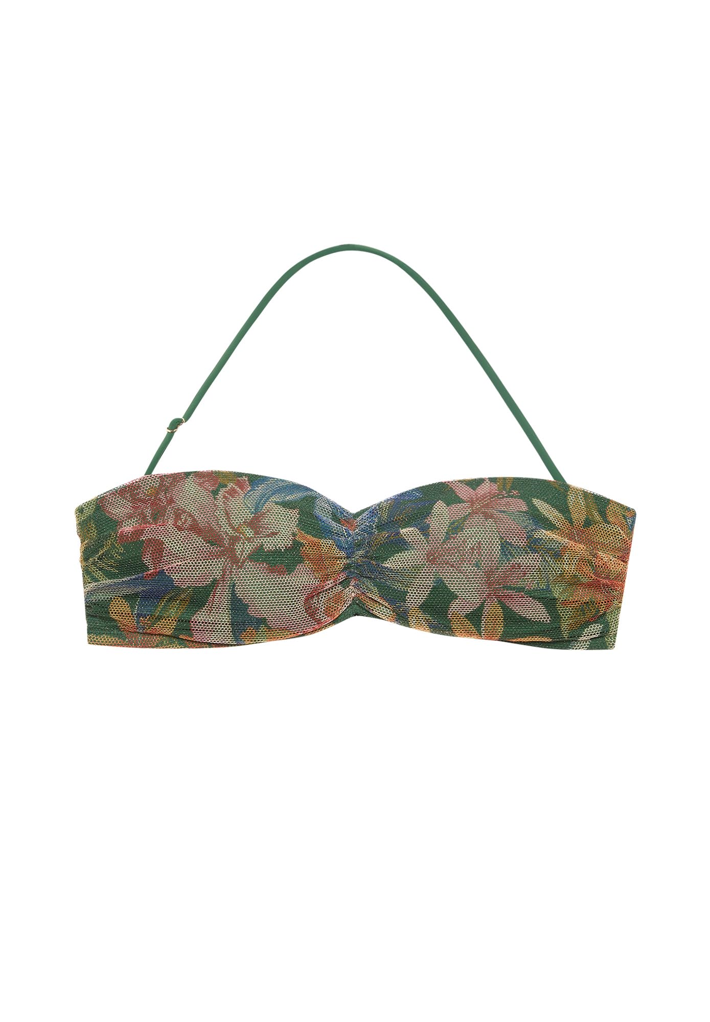 YAMAMAY - Bikini partie haute bande sans armature, rembourrage amovible, femme, marigold, vert foncé, imprimé floral