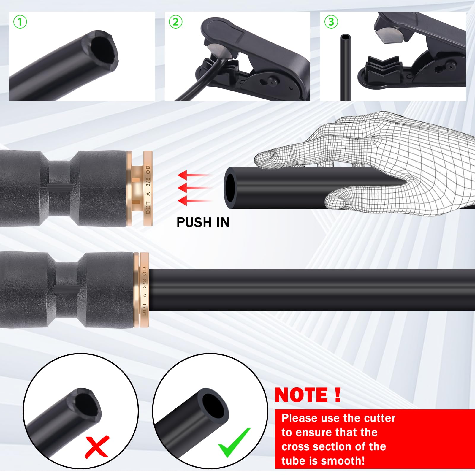 CheeMuii 31 accesorios de línea de freno de aire DOT de 1/4 pulgadas 3/8 pulgadas para conectar accesorios de manguera de aire de conexión rápida kit de reparación para camión o sistema de aire