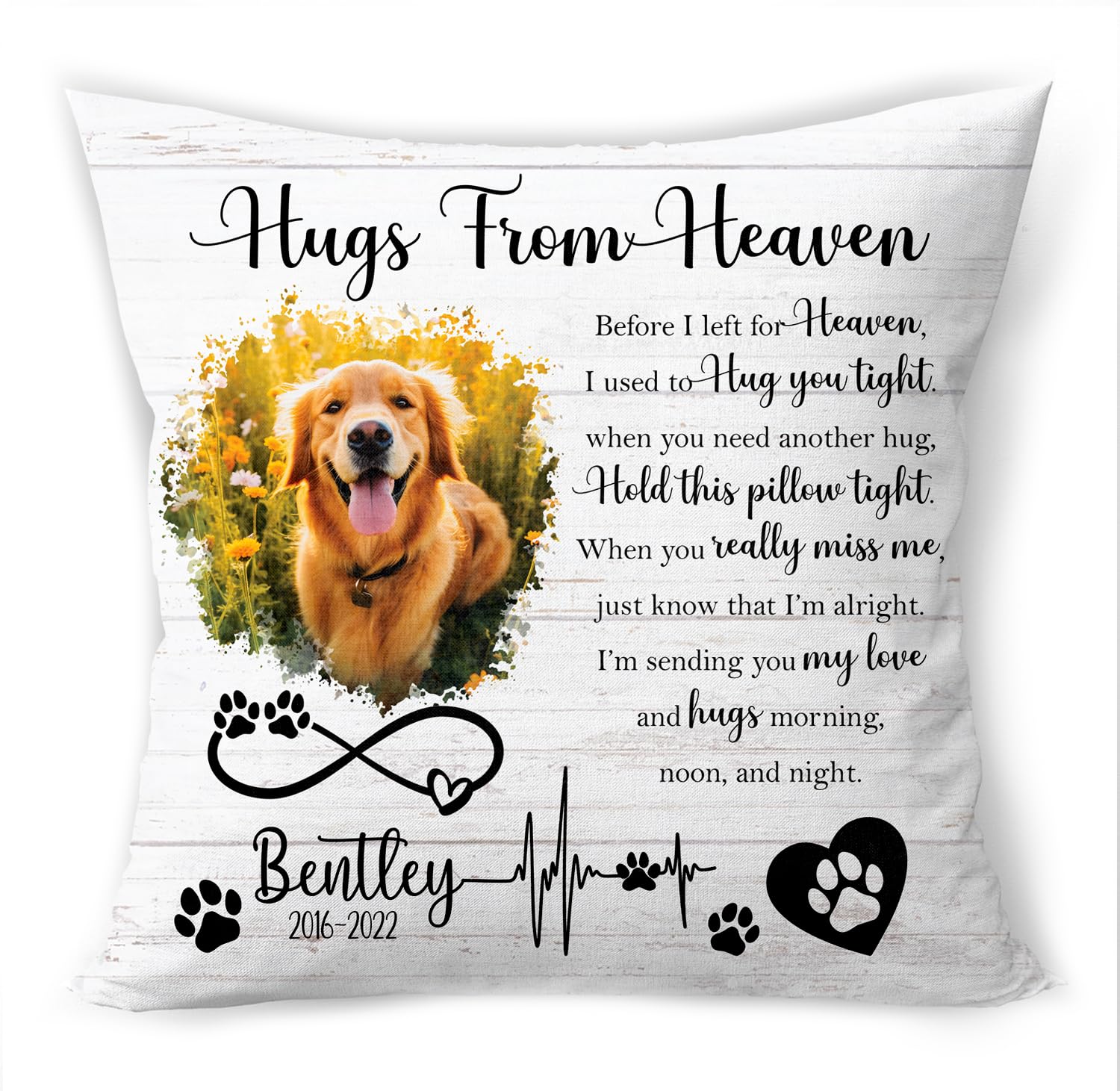Q-Leo Custom Pet Memorial Throw Pillow (Insert Included), Dog Memorial Gifts for Loss of Dog, Photo Pillow, Pet Pillows Photo, Pillow Case Cover, Square Pillow, Pet Loss Gifts Sympathy Gifts for Pet