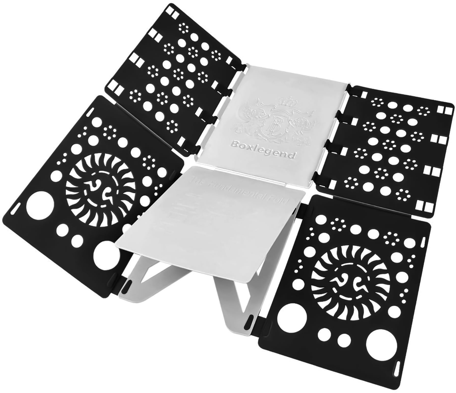 BoxLegend Version 3 Shirt Folding Board T Shirt Clothes Folder Durable Plastic Laundry Folders Folding Boards Helper Tool for Adults and Children (Black&White)
