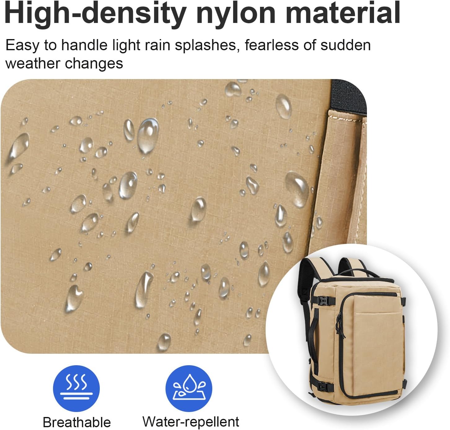 Carry On Travel Backpack with Shoe Compartment Flight Approved Laptop Backpack Expandable Work Business Backpack for Women Men Casual Daypack, Khaki - Image 7