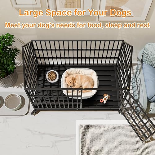 Miniatura 3 de Jaula indestructible para perros de 50 pulgadas, resistente a prueba de escapes, jaula de acero fuerte para perros gigantes extragrandes, alta