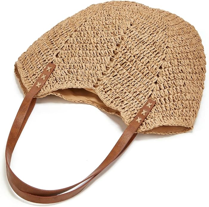 Bolsa de paja estilo tote grande para mujer miniatura 3