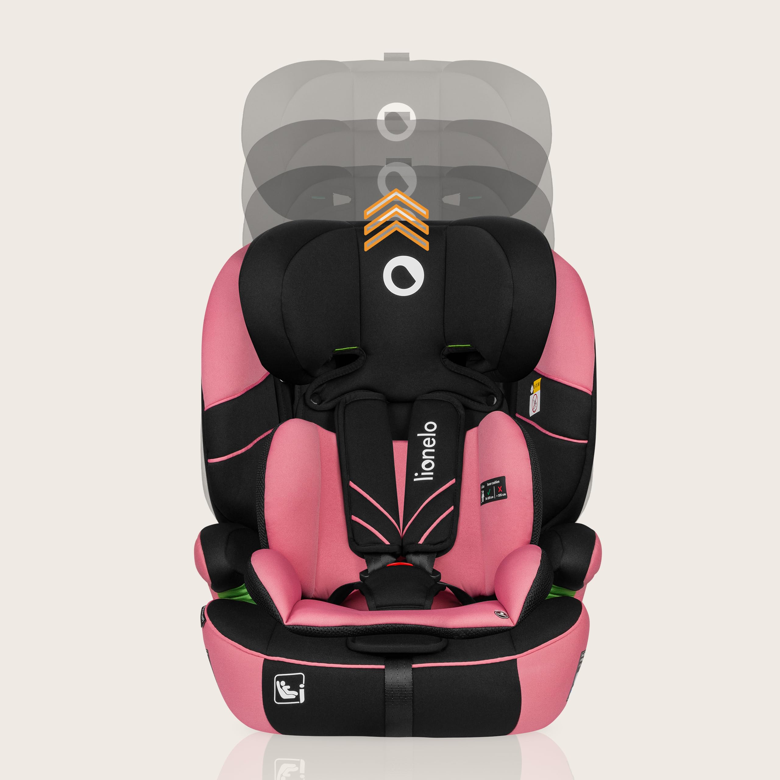 Lionelo Levi Adjustable Car Seat for 9-36kg Transforms with Your Child from Infant to 12 Years, Multi-Level Headrest & Insert Options, Enhanced Side Protection, Easy Install & Wash, Certified — view 6