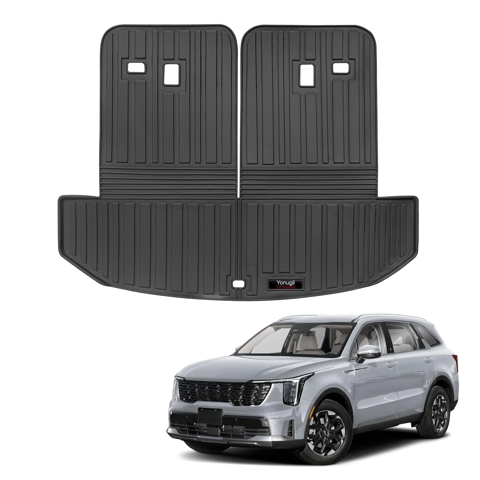 Alfombrillas de maletero personalizadas para Kia Sorento 2021-2025 2026 con protector del respaldo del tercer asiento trasero, alfombrilla de protección TPE para todo clima, accesorios Sorento 6/7
