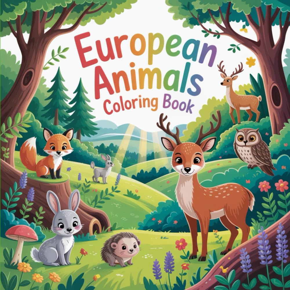 European Animals Coloring Book: Fun and Cute Animal Coloring Pages for Kids