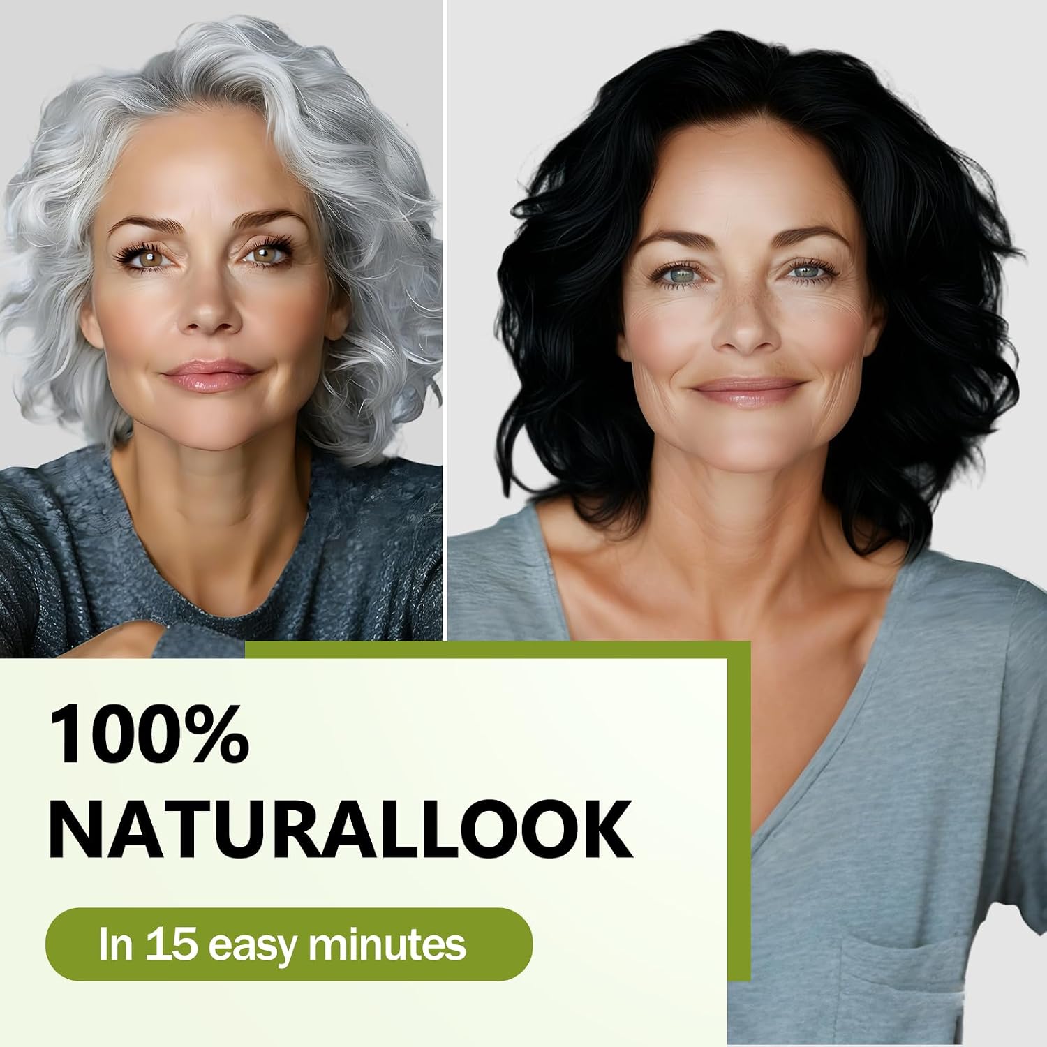 Black Hair Dye Shampoo for 100% Gray Coverage, Natural Herbal 3 IN 1 Formula Hair Color Shampoo, Semi-Permanent Color for Women & Men, Nourishes with Botanicals, Ammonia & Paraben Free