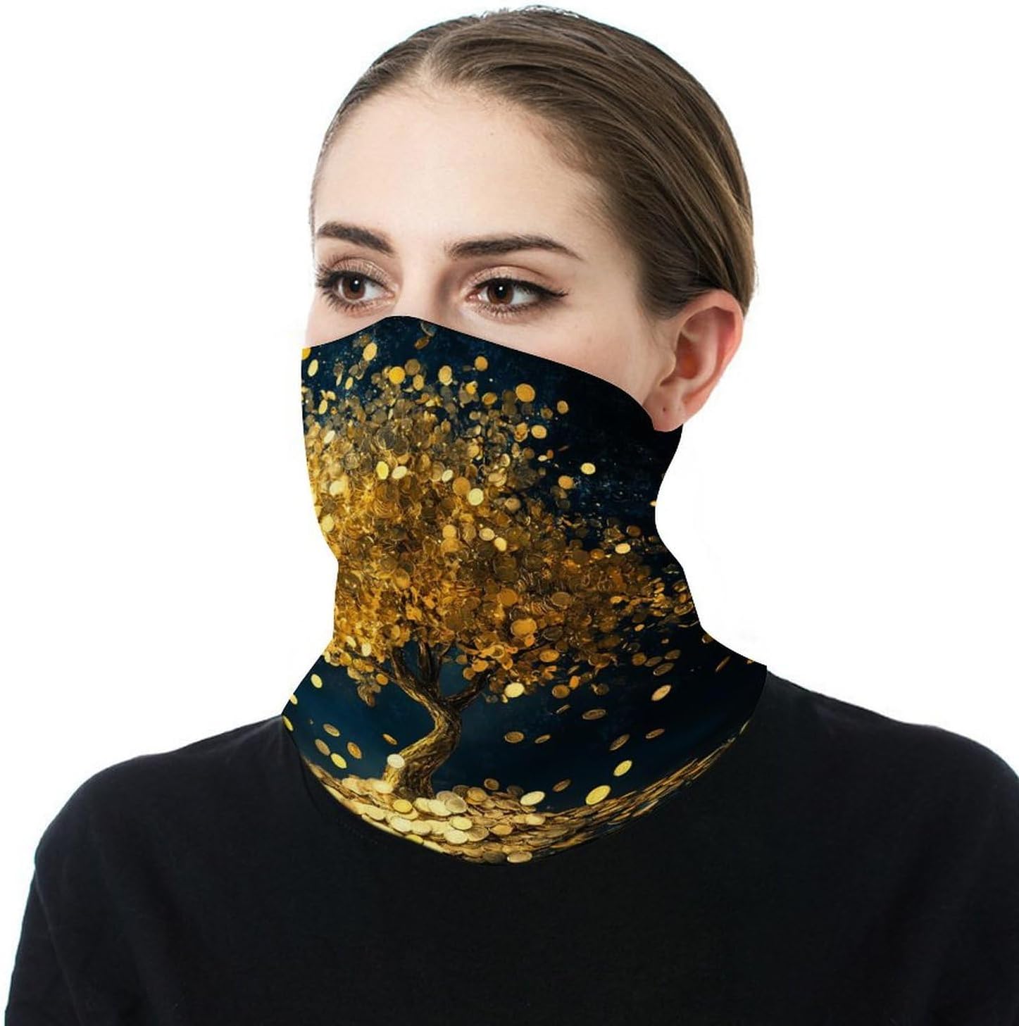 Luckying Golden Coin Tree Face Cover Neck Gaiters for Men Women Sun Protection Mask Scarf Hiking Bandana
