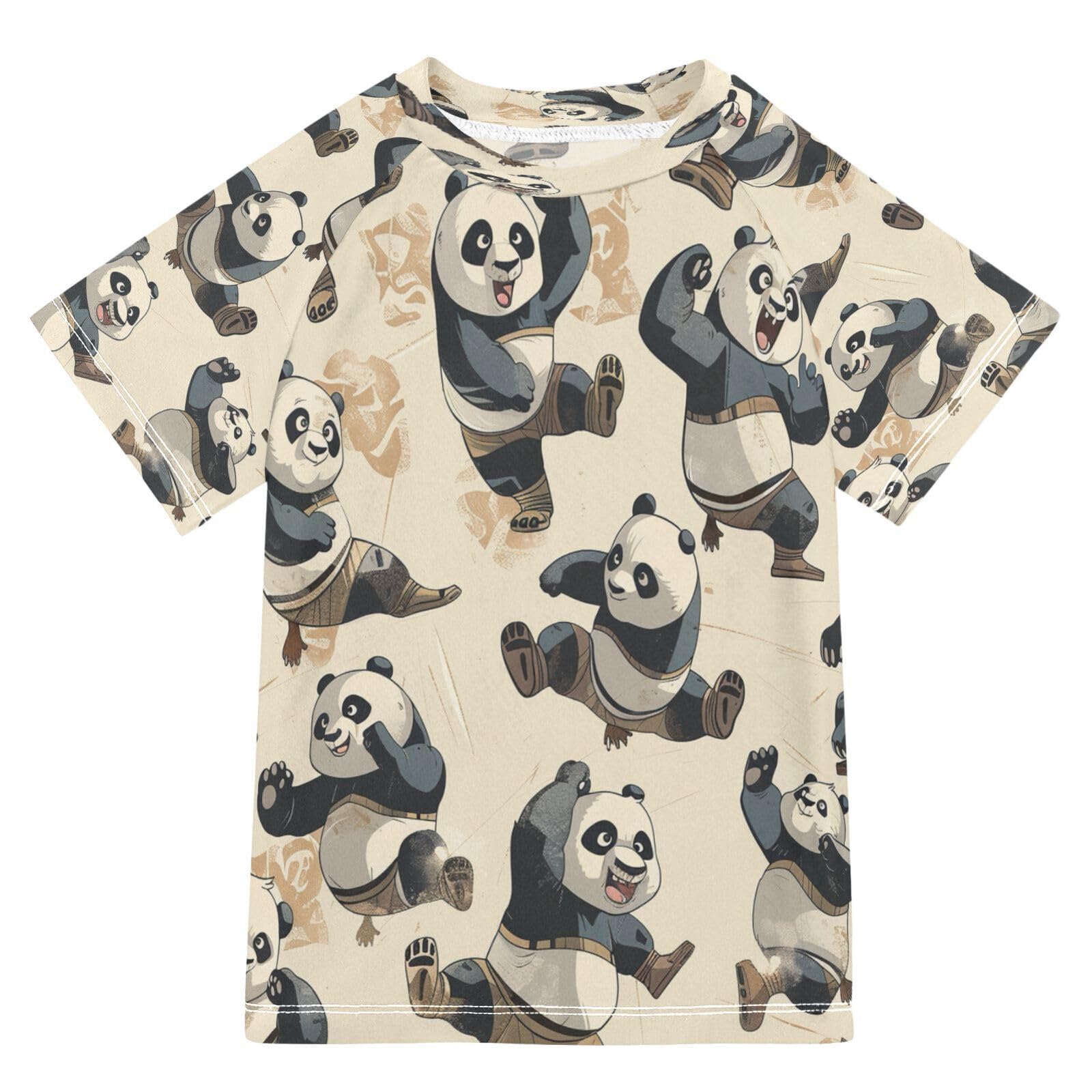 MNSRUU Toddler Boy Rash Guard Short Sleeve Swim Shirt Cartoon Panda Print Rashguard 3T Beach Shirts Quick Dry,34