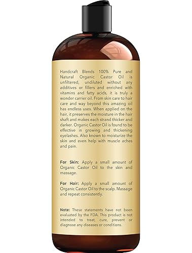 Miniatura 2 de Handcraft - Aceite de ricino orgánico para el crecimiento del cabello pestañas y cejas aceite portador 100 puro y natural aceite para el cabello y
