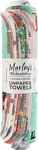 Marley's Monsters Toallas de temporada sin papel, reutilizables, sin papel, algodón, sin árboles (rollo de 12 unidades) (Funky Christmas)