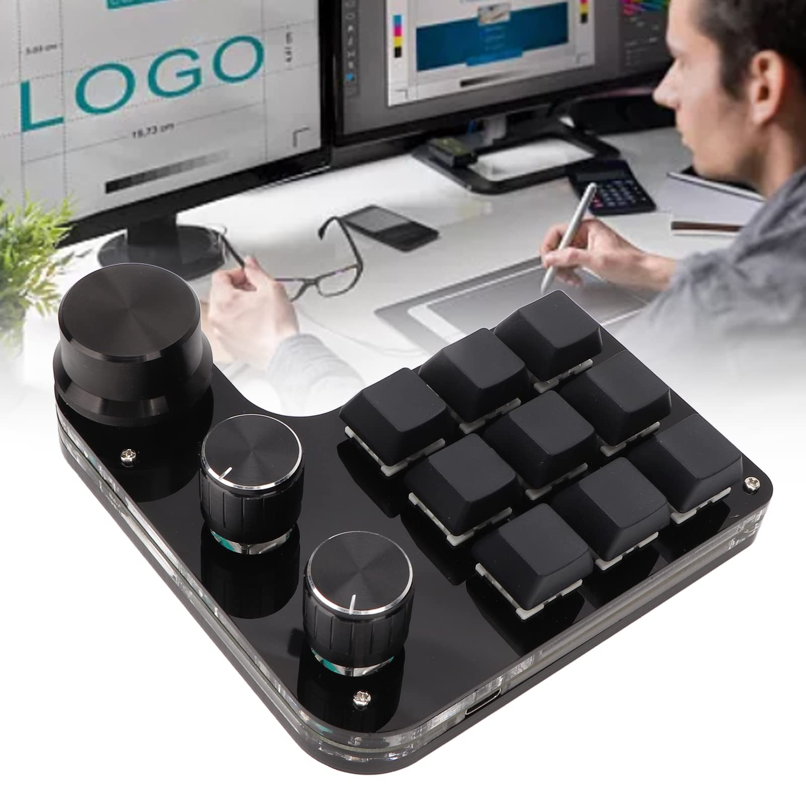 Mini Mechaniczna Podświetlana 9-klawiszowa Klawiatura RGB z Niebieskim Przełącznikiem Gaming Office Media