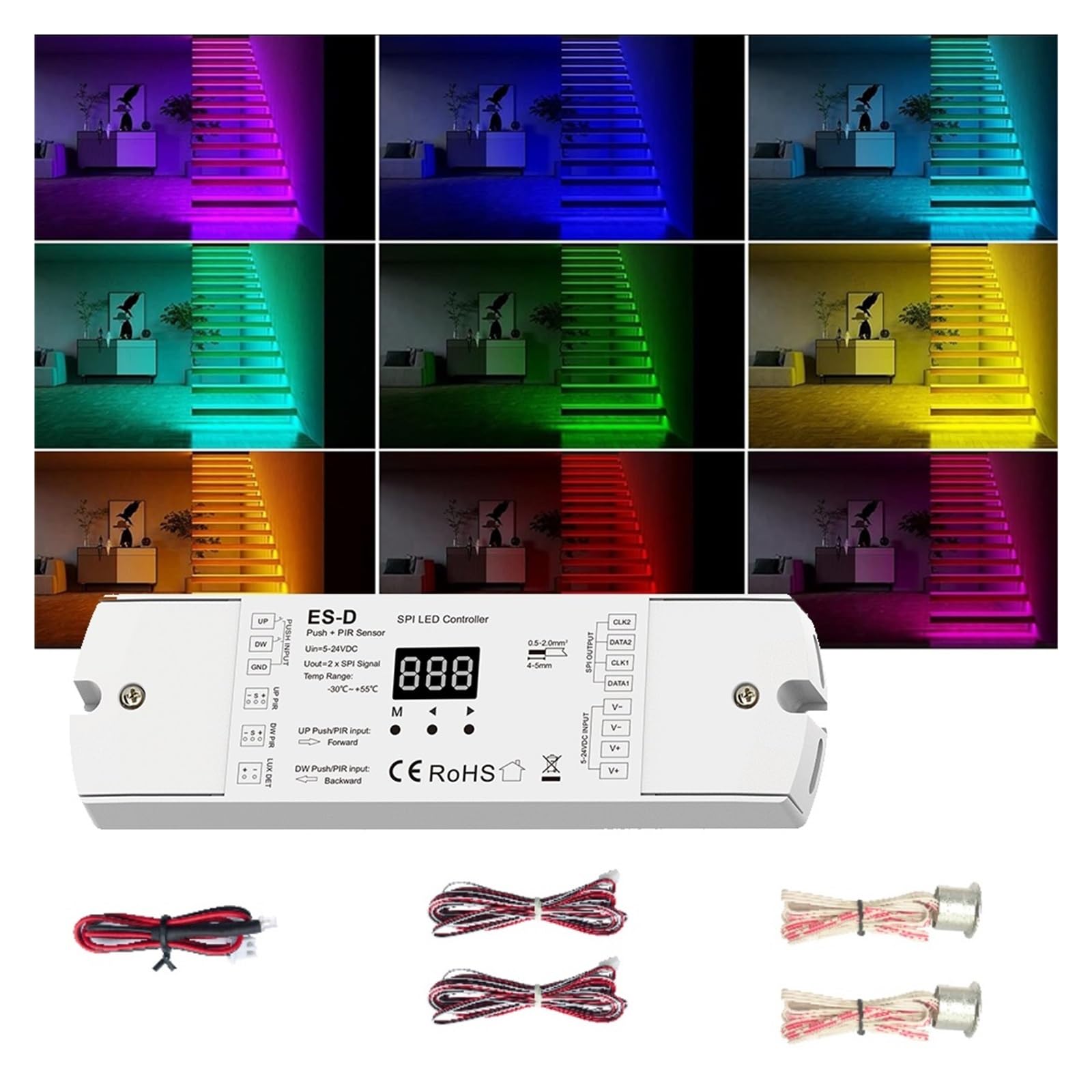 Controller For Luci Scale Con Sensore Di Movimento PIR Con Dimmer Push-off E Controller SPI For Strisce LED Bianche DC 5-24 V