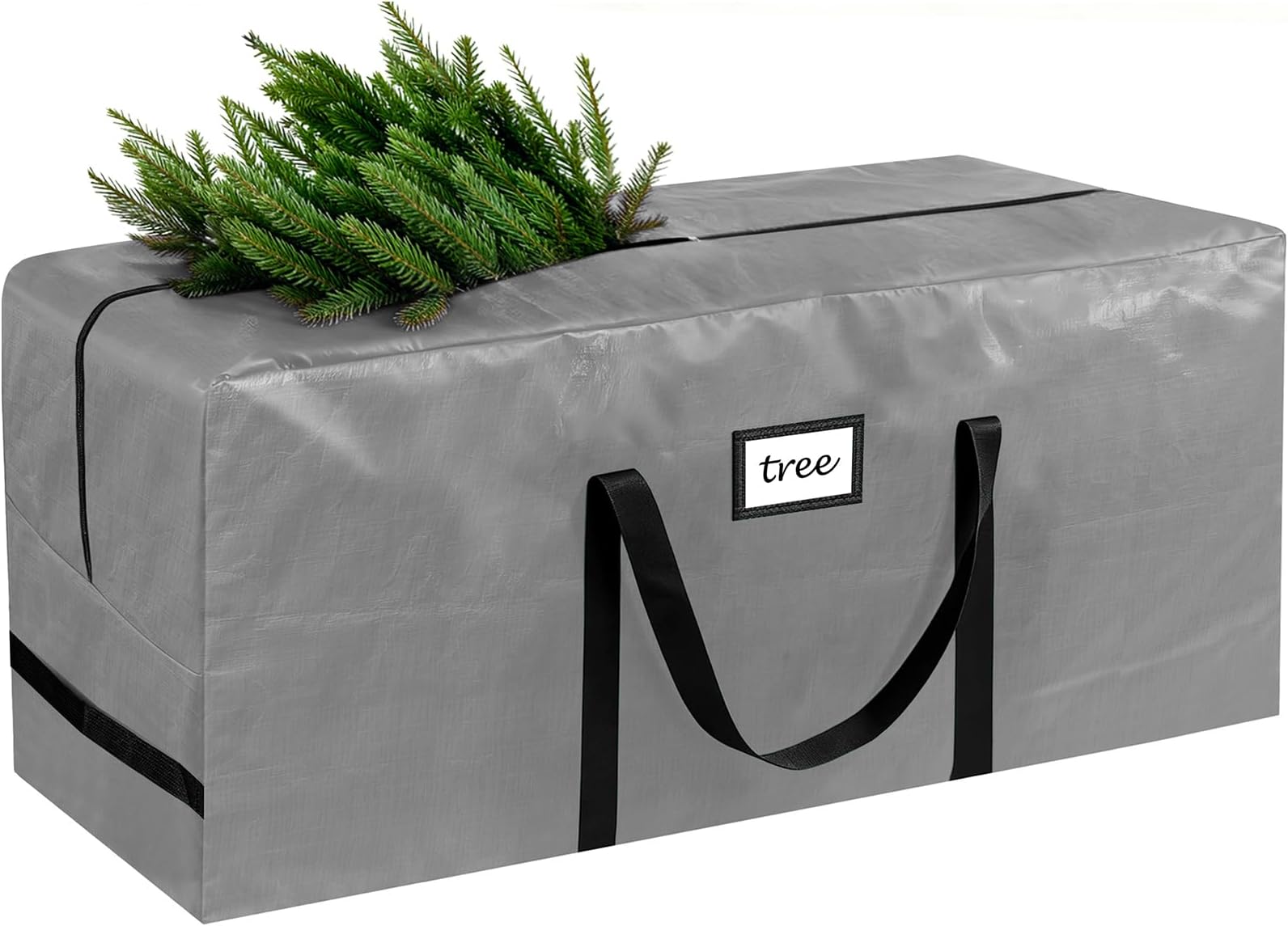 HABGP 7.5 ft Christmas Tree Storage Bag, Fits Artificial Xmas Holiday Tree, Durable Christmas Tree Storage Box Waterproof Material with Zippered Bag & Carry Handles, Protects from Dust, Moisture-Gray