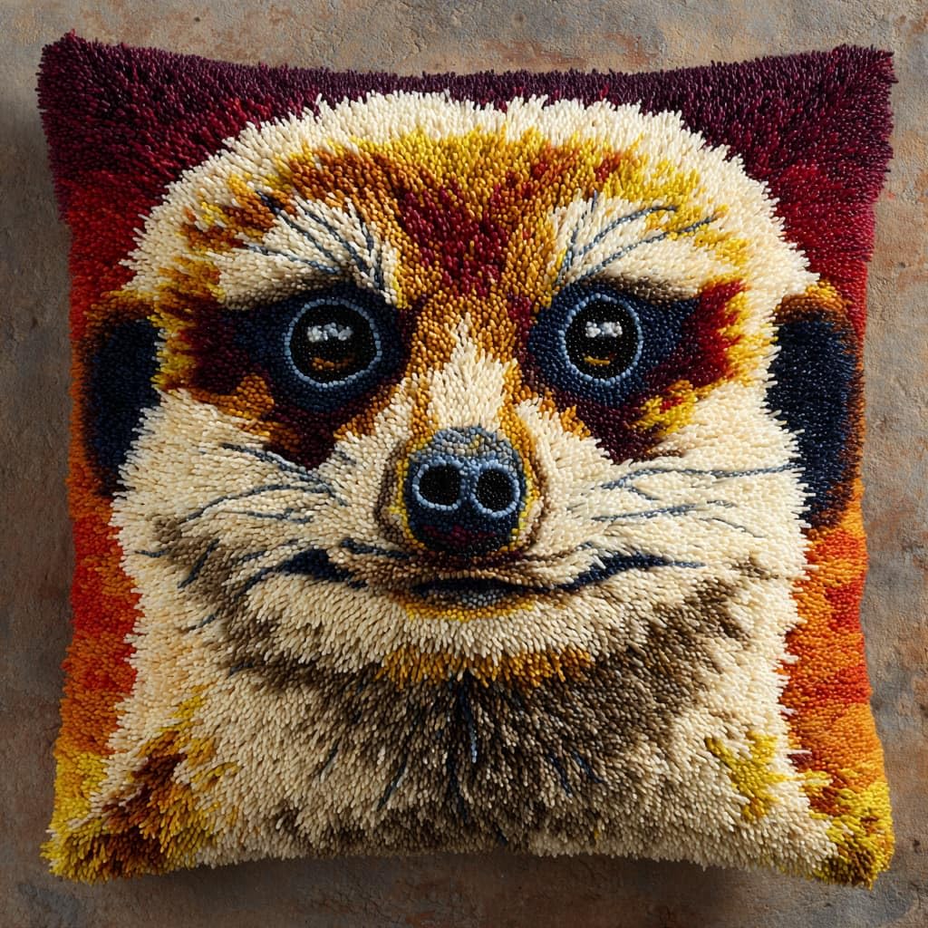 WallustrioaW Latch Hook Cushion Kits,Meerkats