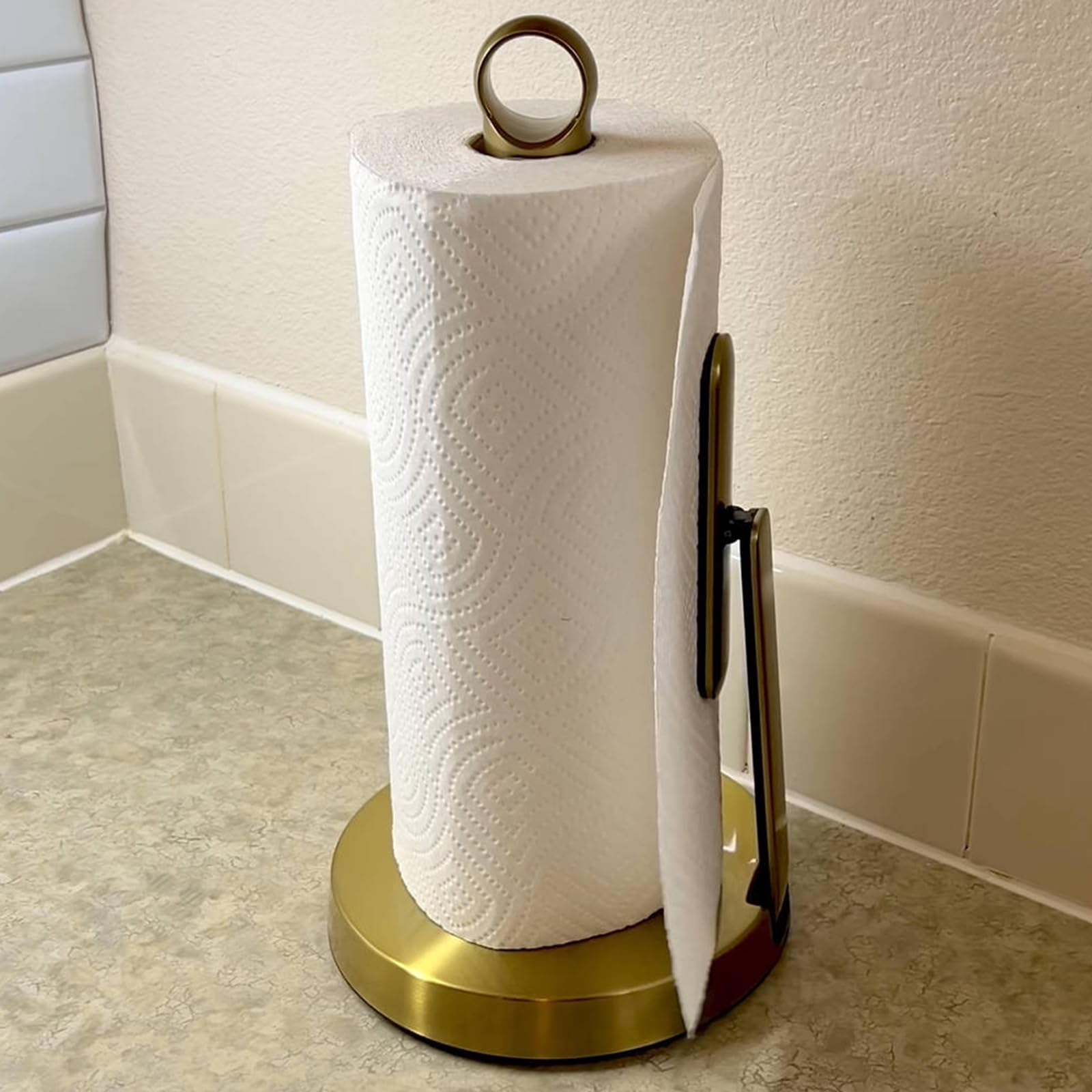 theaoo Porte-Serviettes en Papier Robuste en Acier Inoxydable avec Bras de Tension - Facile à déchirer d'une Seule Main - Distributeur Moderne pour comptoir de Cuisine - Peut contenir Tous Les