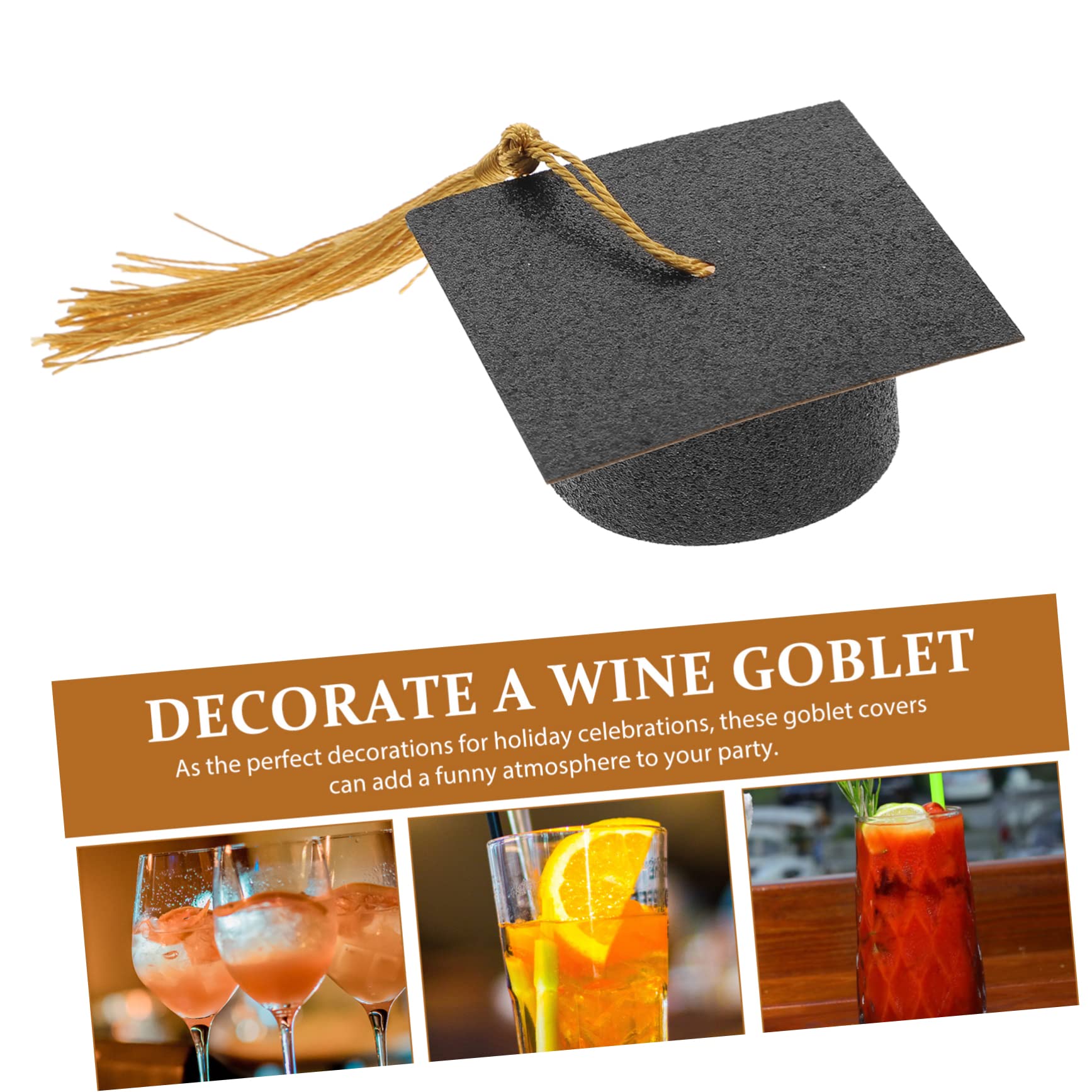 5sets Graduation Cap Mini Dekorative Hüte Für Getränke Wein Kelche 10 Stücke * 5
