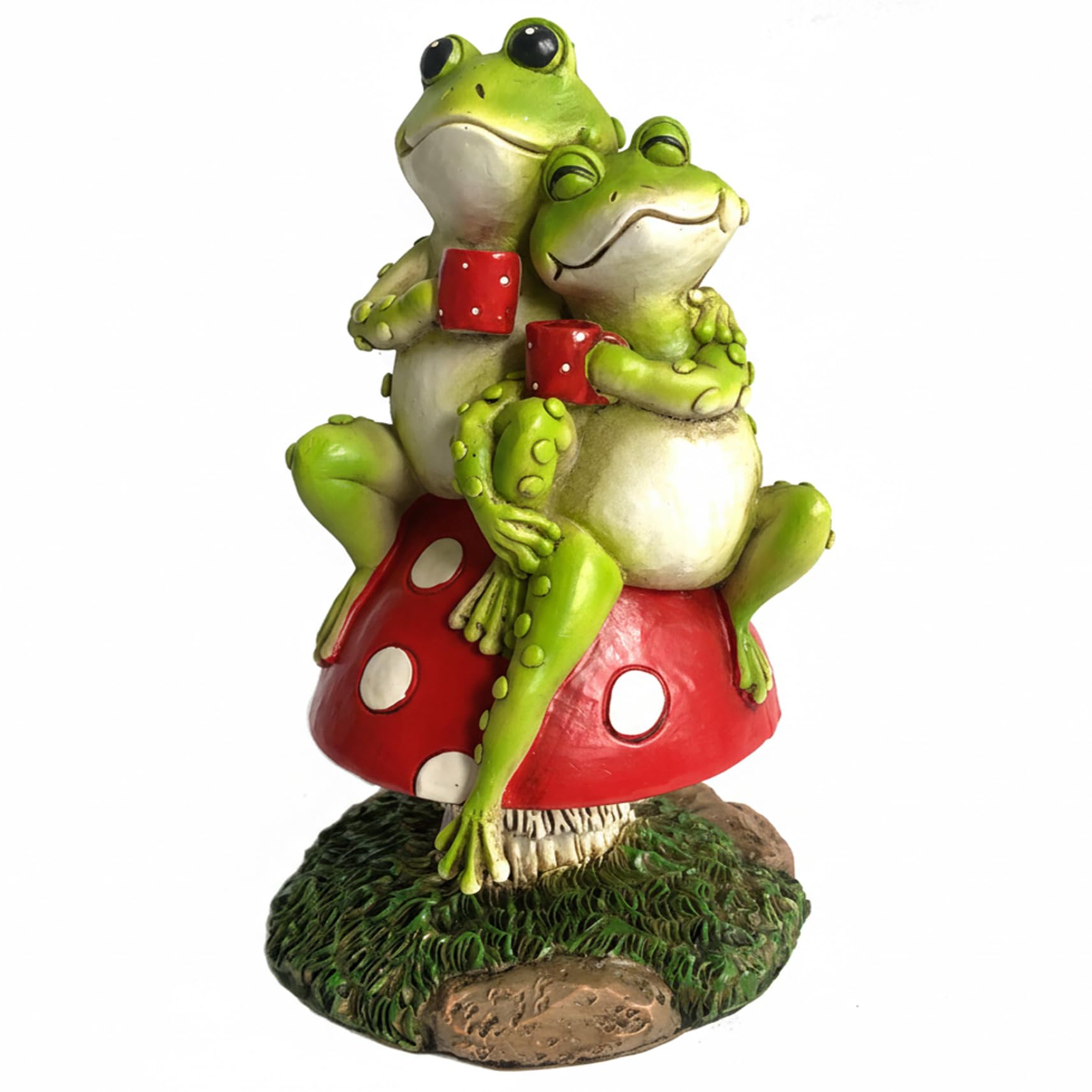Statue de Jardin Grenouilles sur Champignon pour Décoration de Cour fée