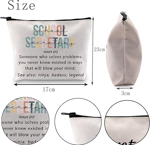 Miniatura 2 de POFULL Secretario Regalo Secretario Apreciación Regalo Secretario Definición Bolsa de cosméticos, Bolsa de cosméticos para secretario escolar