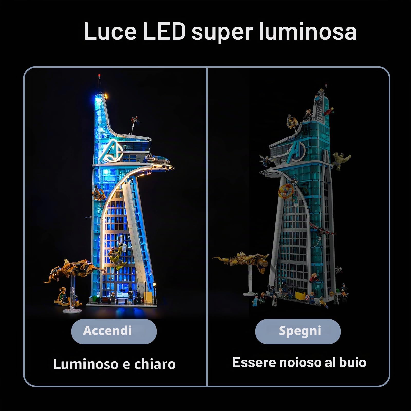 Set di luci a LED con telecomando compatibile con Lego Super Heroes 76269 Avengers Tower (non modello), set di illuminazione decorativa per giocattoli creativi Avengers Tower