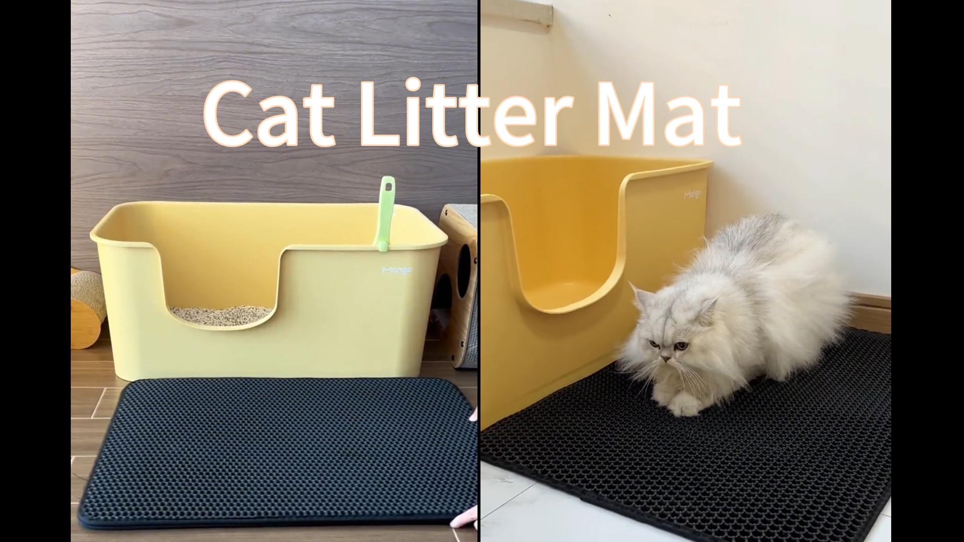 Cat Litter Mat 30"x24" Double Layer Waterproof & Non-Slip - Honeycomb Washable EVA Large Litter Mat for Scatter Control, Urine Proof Litter Trapping Mat for Litter Box(Black) - image 8