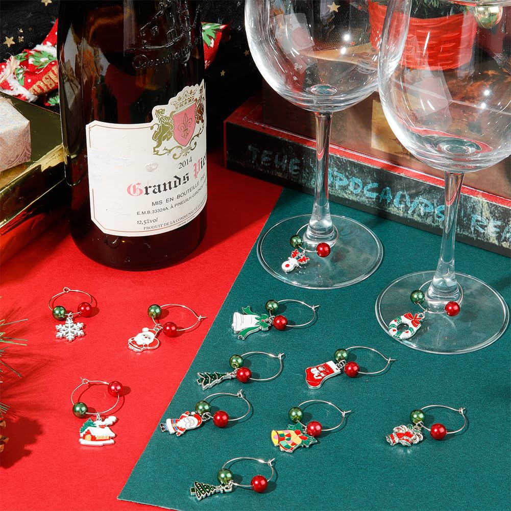 SUNNYCLUE 1 scatola 12 set di Ciondoli per Vino di Natale Fascino di Identificazione per Bicchiere