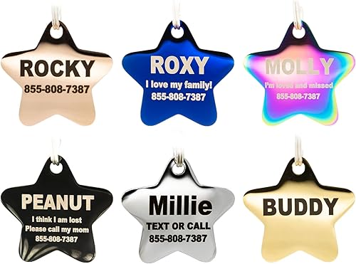 Miniatura 9 de Etiquetas de perro grabadas personalizadas, de acero inoxidable, grabadas, etiquetas de identificación de perro y gato, parte delantera y trasera,