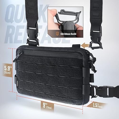 Miniatura 3 de WYNEX Paquete táctico de equipo para hombres, bolsa de pecho para correr con bucle frontal, aparejos de pecho Airsoft Recon para caza al aire libre,