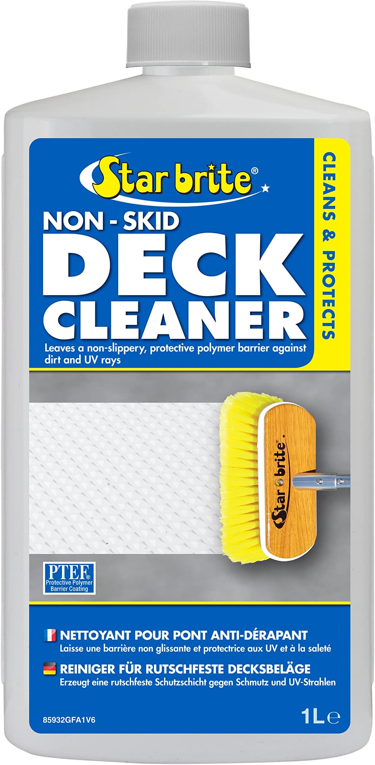 Non-Skid Deck Cleaner & Protectant Ultimate Boat Deck Wash - Protects Against Future Stains & UV - Ideal for Fiberglass, Vinyl, Plastic, Painted & Metal Surfaces