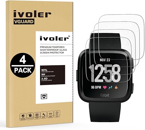 iVoler Pack  Pellicola Vetro Temperato per Fitbit Versa  Garanzia Vita   Pellicola Protettiva  Protezione per Schermo