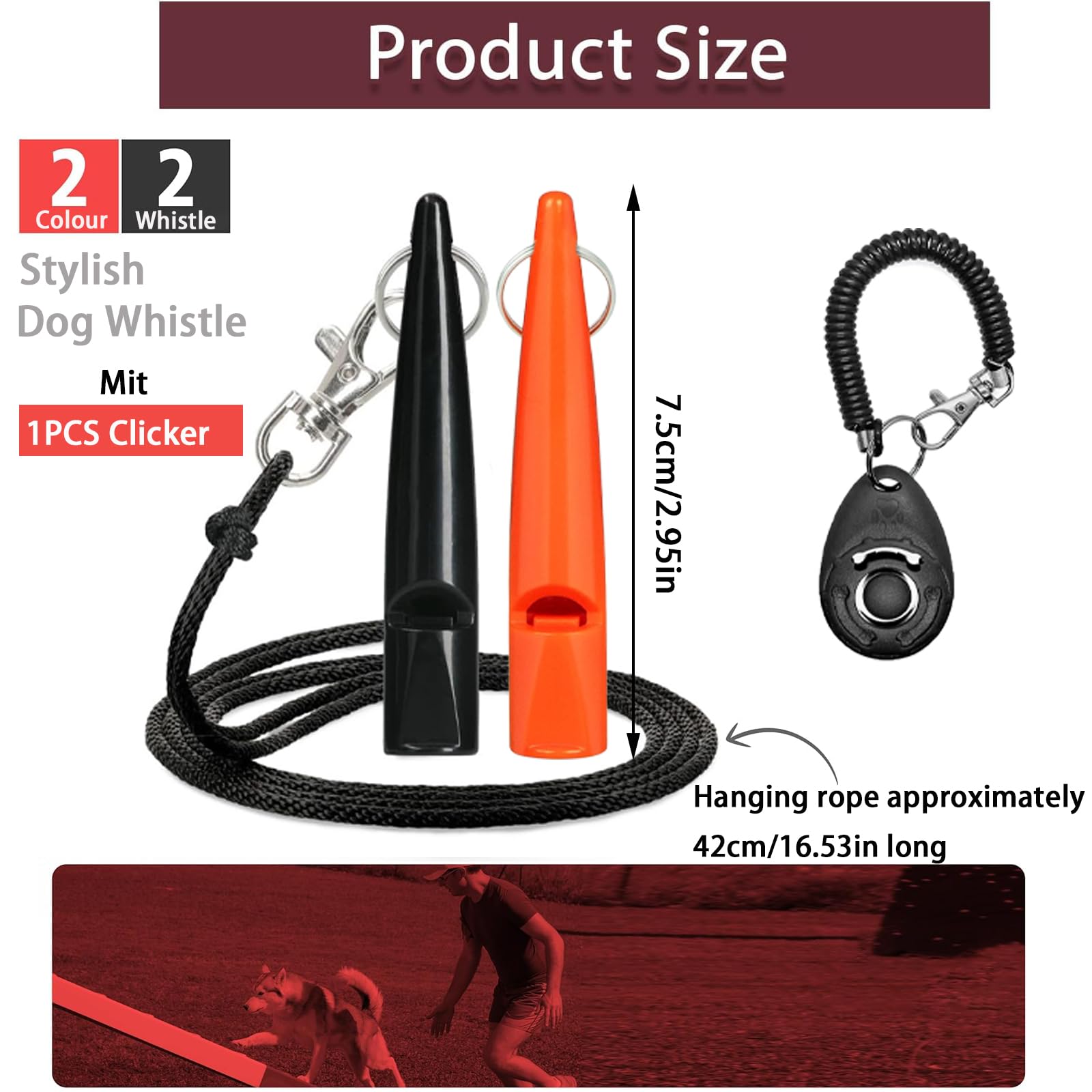 2-teiliges Hundepfeife Trainingsset – Mit Pfeifengurt & Clicker, Ideal Für Rückruf & Anti-Bellen Training