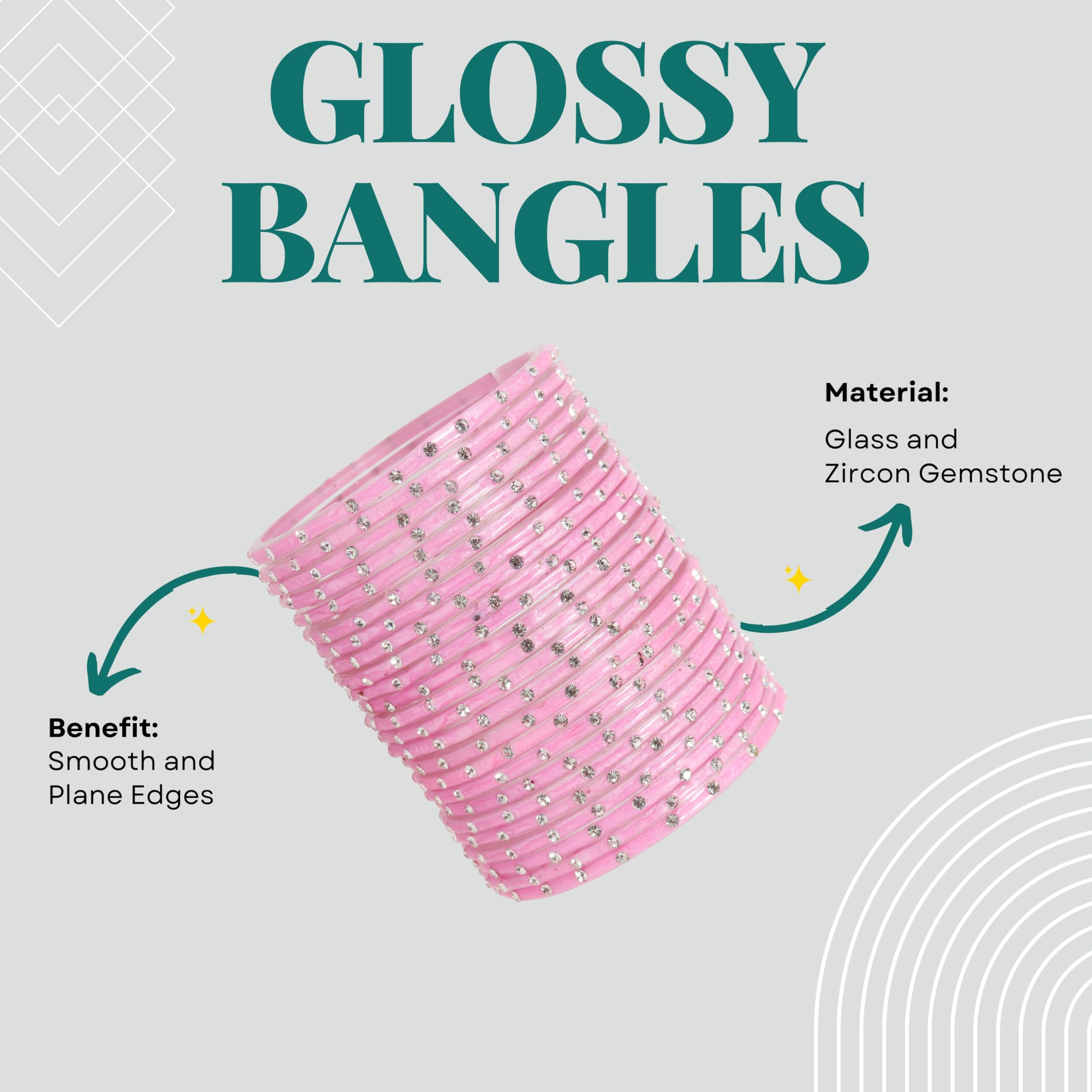 LAVAZZA Stylish Glass Bangle Set For Women and Girls For Daily Uses/Functions | Plain Simple Glass Bangle Set | Fashionable Women Glass Fashion jewllery Pink Colour -Pack of 24,(KS2-Pink-2.4) 3