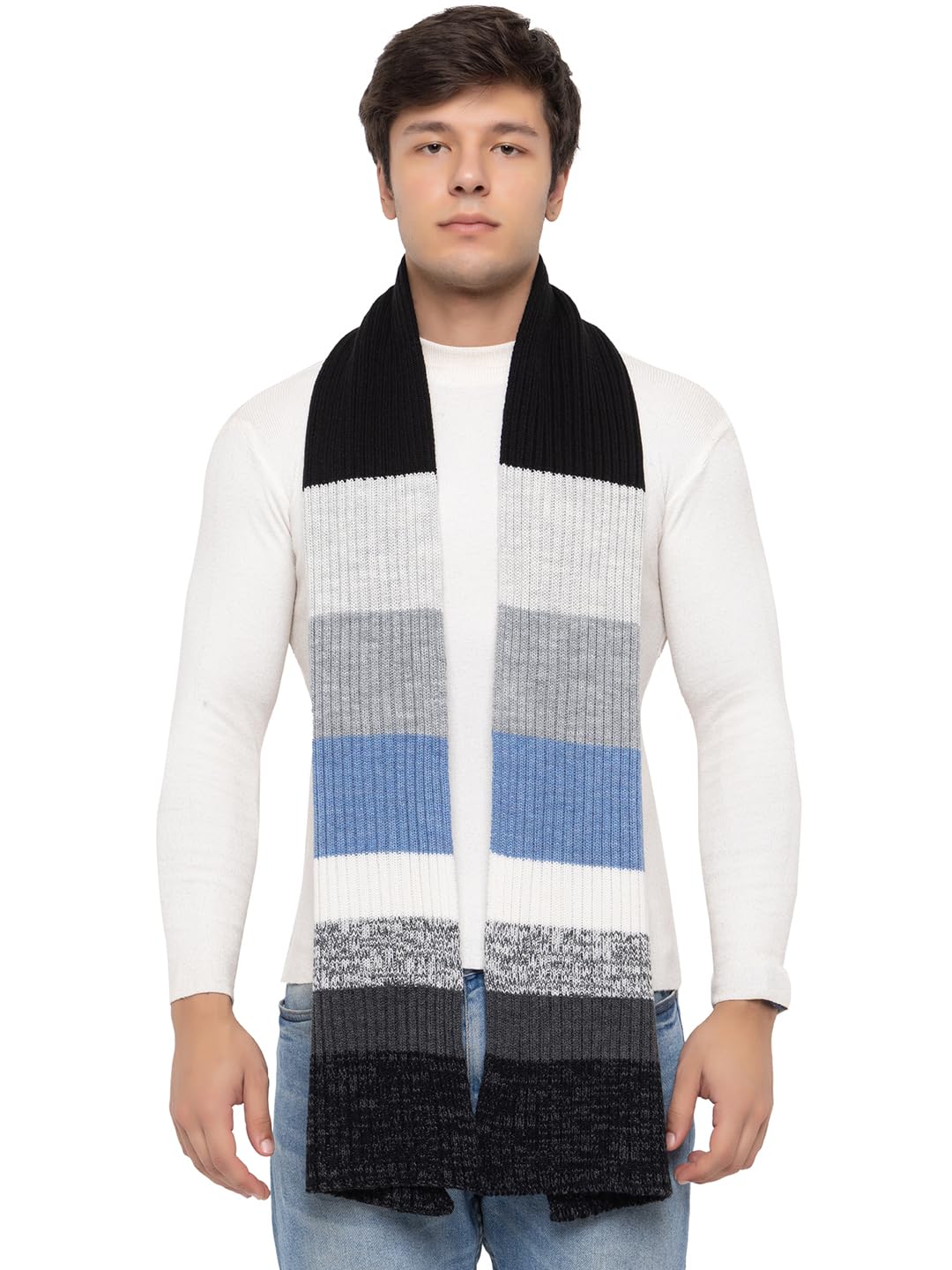 513 Men Acrylic Woolen Color Block Casual Warm Winter Wear Muffler Scarf Stole-picture-26
