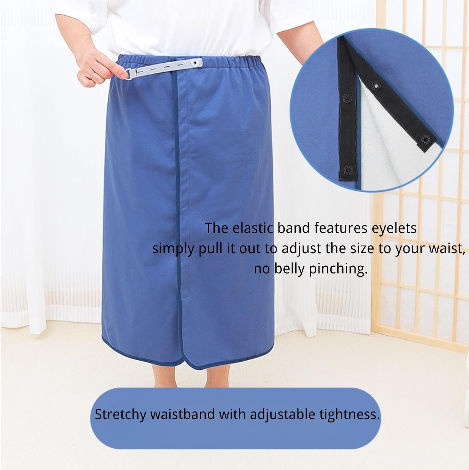 Wearable Incontinence Bed Pads Skirt - Washable Cotton Diaper Cover with Snaps - 360 Waterproof Mat Protector for Elderly, Adults, Post-Surgery & Heavy Period (Deep Blue, XL)