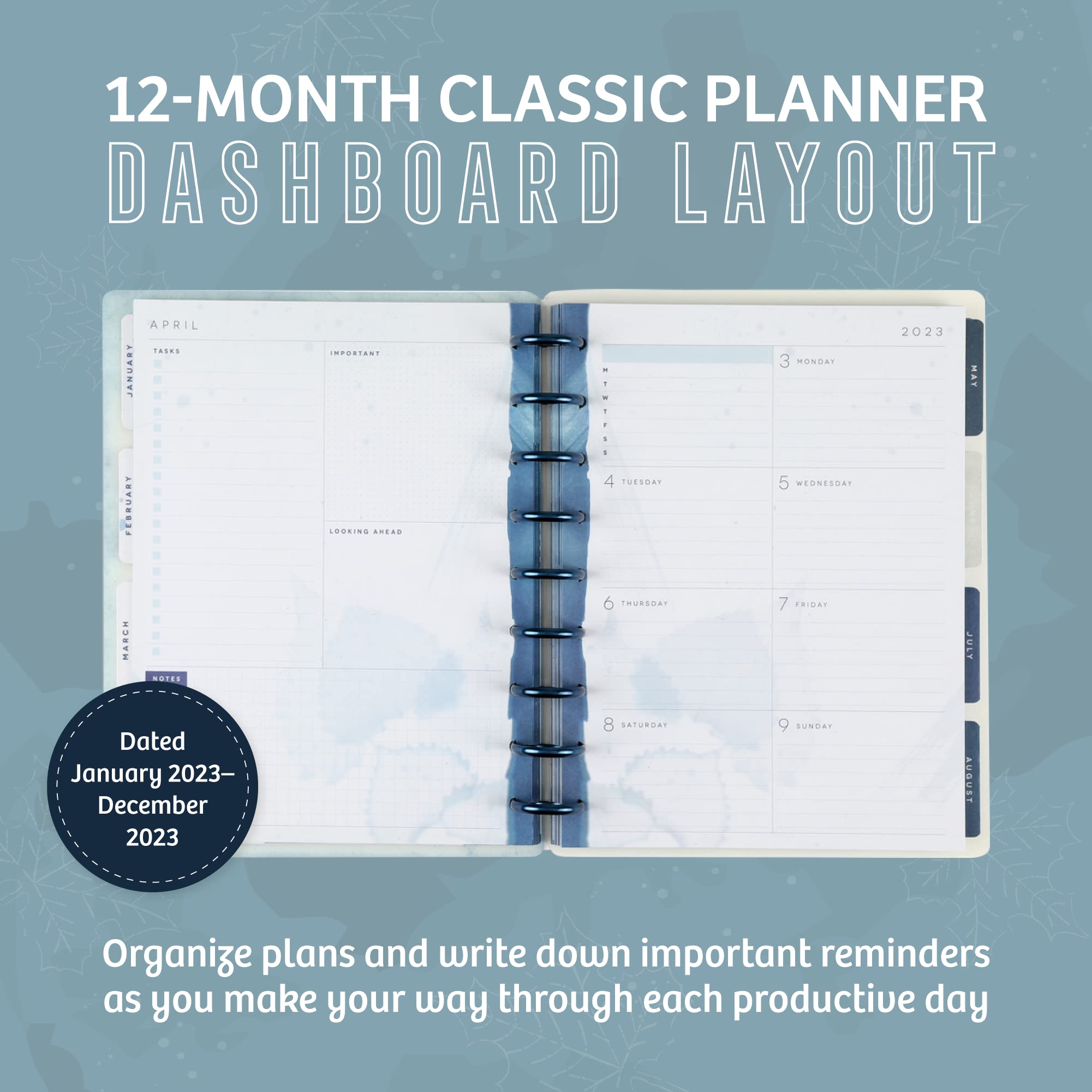 Amazon.com : Happy Planner 2023 Daily Planner and Calendar, 12-Month Daily,  Weekly, and Monthly Planner, Jan. 2023–Dec. 2023, Dashboard Layout, HPG  Cyanotype Frosted Theme, Classic Size, 7 Inches by 9 1/4 Inches : Office  Products