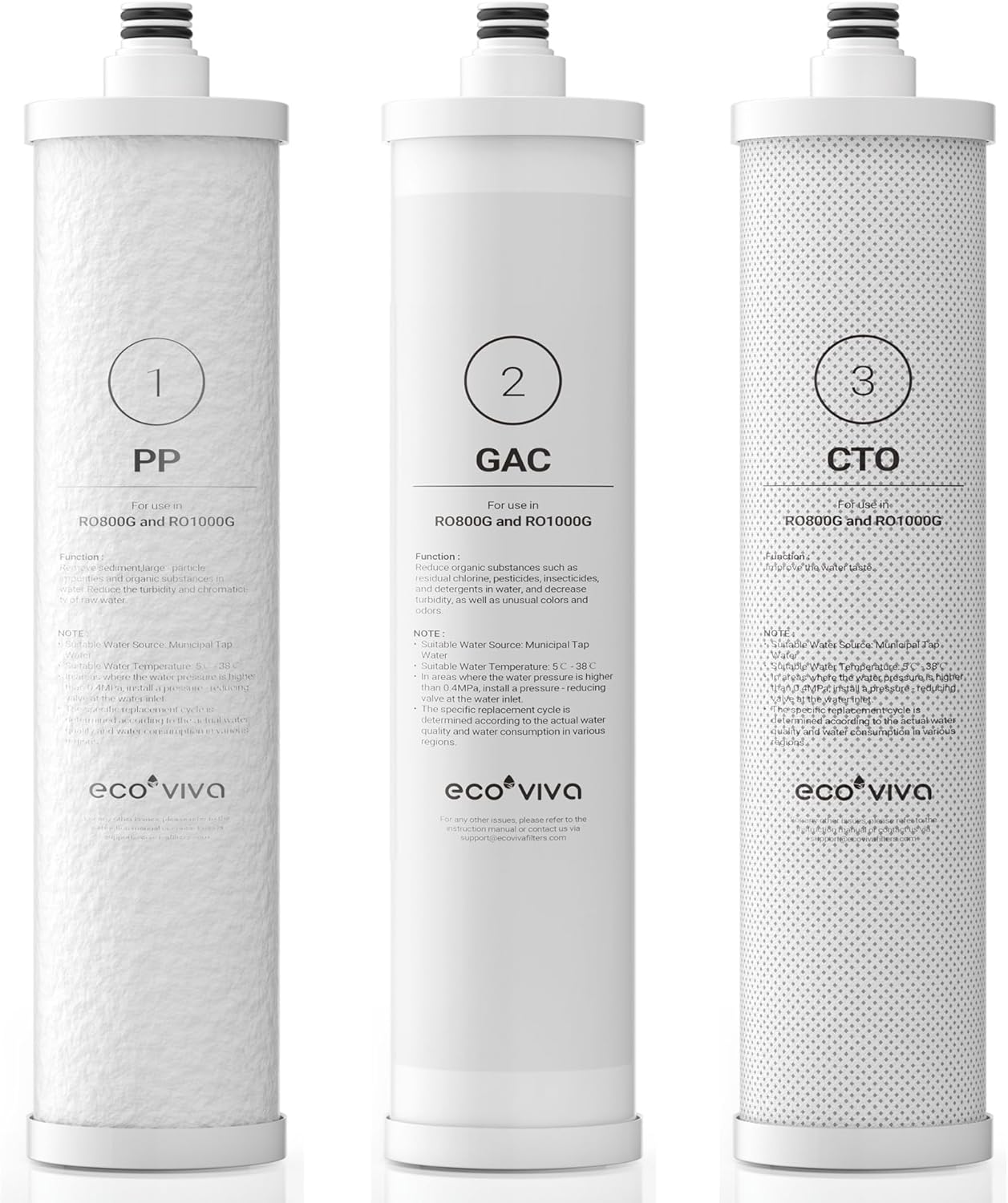 Ecoviva Filter-combo Set 3 in 1 For RO800G/1000G Under Sink Water Filter System